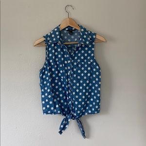 Forever 21 polka dot button up tank top